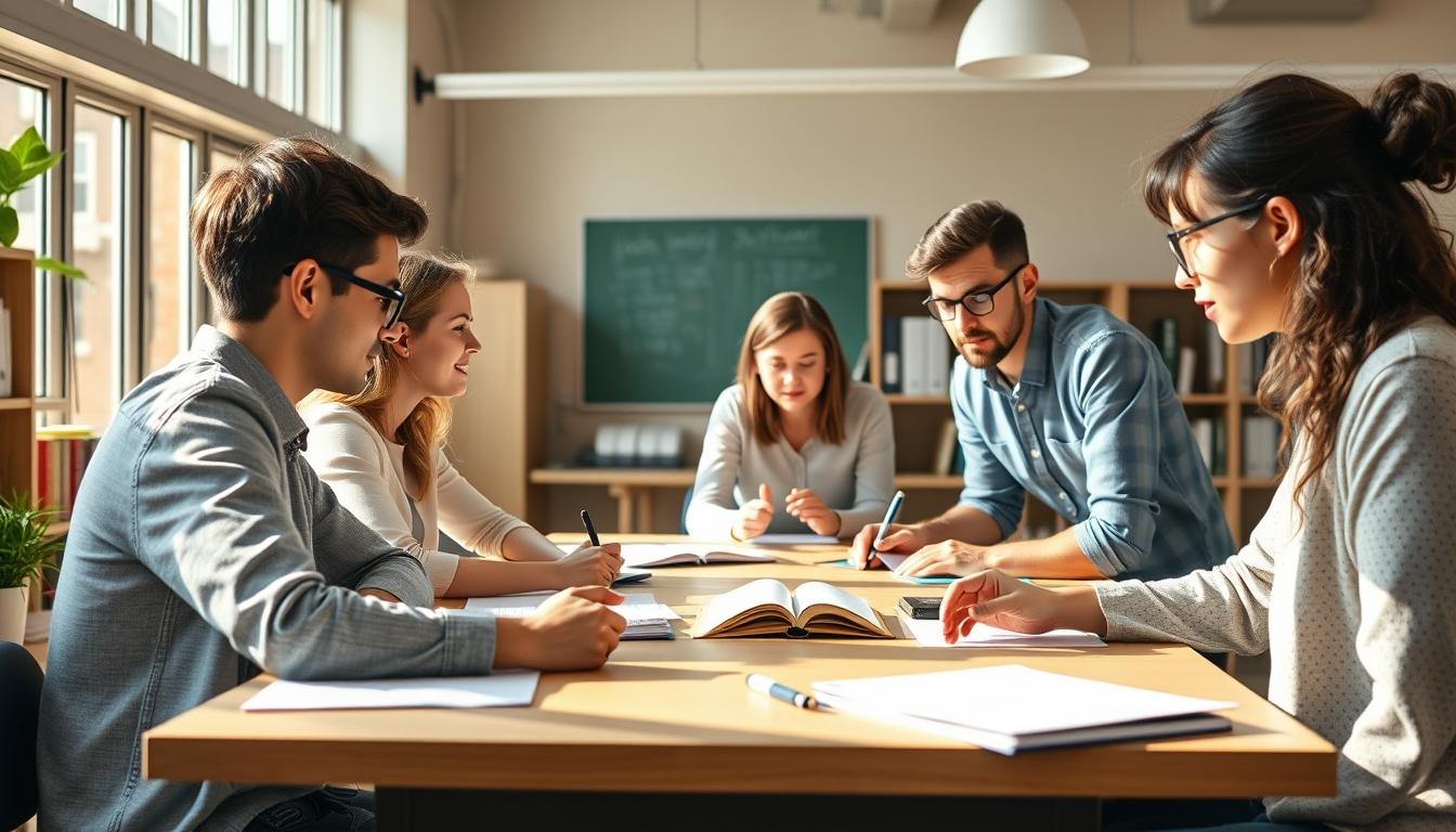 Student using learning strategies while studying